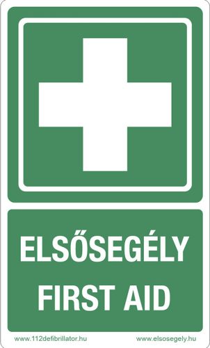 Elsősegélyhely jelző matrica "Elsősegély - First Aid" felirattal