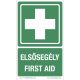 Elsősegélyhely jelző matrica "Elsősegély - First Aid" felirattal