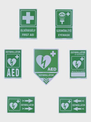 Defibrillator-first aid indicator plastic sign mix