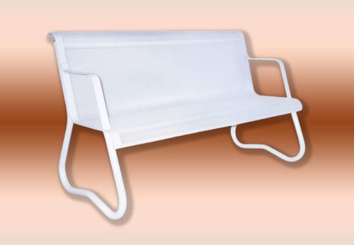 Waiting room bench 4-seater perforated plate armrests