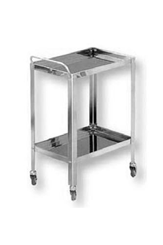 Stainless steel instrument table with 2 shelves wheel, 70x50x80