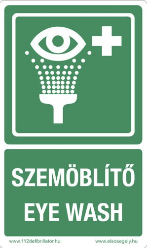 Szemöblítő műanyag tábla "Szemöblítő - Eyewash" felirattal