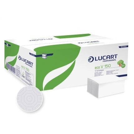 Paper towels sheet Lucart Eco V 150, V folded hand towels. 2-ply, 3000 sheets