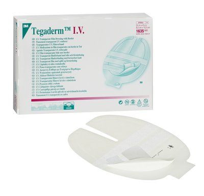  1635 Tegaderm™ transparent film dressing with reinforced flis insert, notched, oval, 8,5 cm x 10,5 cm