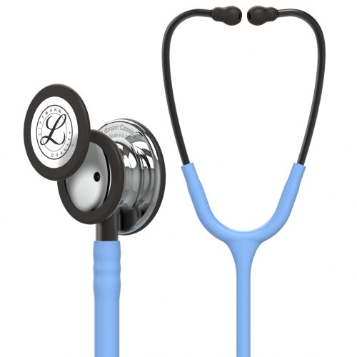 3M™ Littmann® Classic III™ fonendoszkóp 5959, égkék cső, tükörcsiszolású hallgatófej, füstszínű csőszár, füstszínű fejhallgató, 69cm