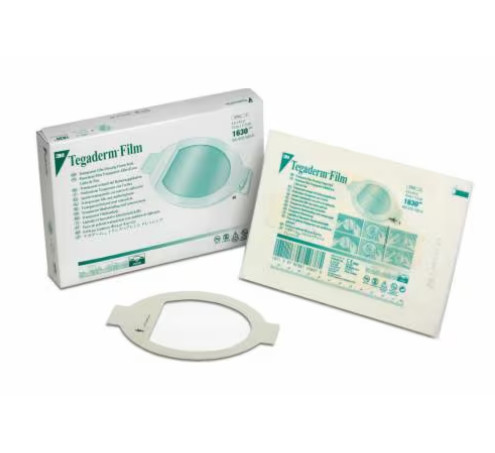 Tegaderm™ transparent film dressing, oval shape, central cannula recorder 10 x 11,5 cm, 1630