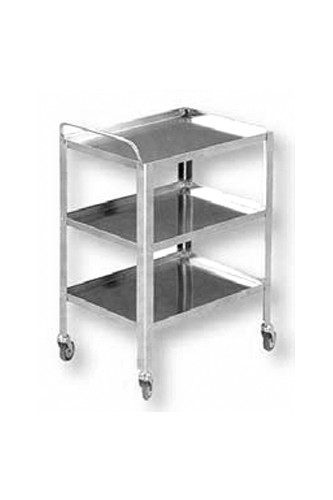 Stainless steel instrument table with 3 shelves wheels, 70x50x80