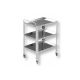 Stainless steel instrument table with 3 shelves wheels, 70x50x80