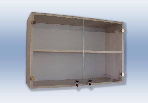 2 glass-door wall cabinets 90x30x60 cm