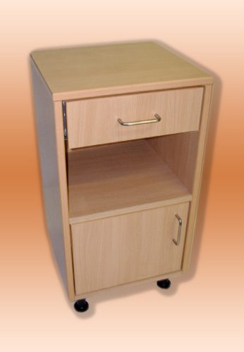 Ward bedside table made of furniture board, left-hand design